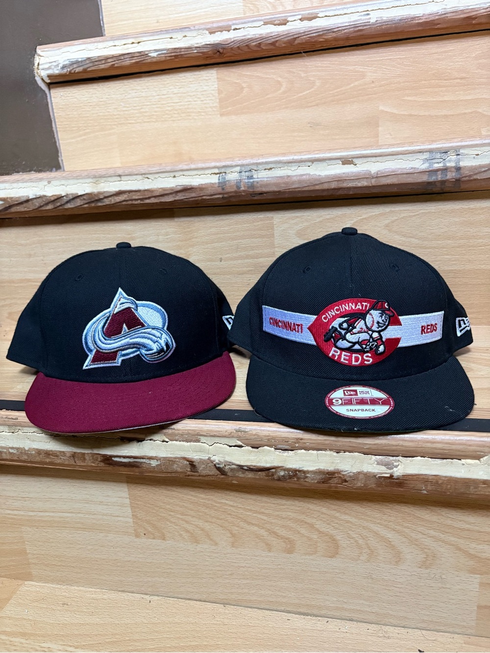 New Era Black and Maroon Colorado Avalanche & Cincinnati Reds Snapback Hats Duo
